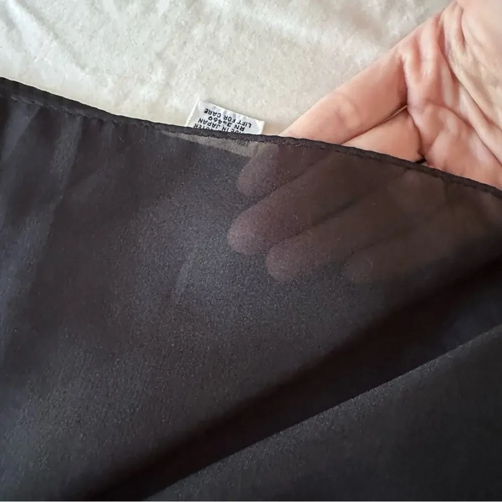 Vintage Japanese Semi-Sheer Black 31 inch Square Scarf